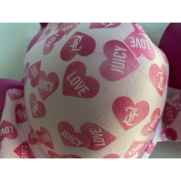 2 Pack Juicy Couture Bra Sz 36B SEXY Push Up JC7888 Hearts Valentines Pink NEW - Picture 7 of 10